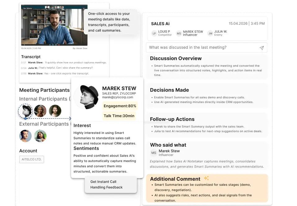 AI-generated sales call summary with action items